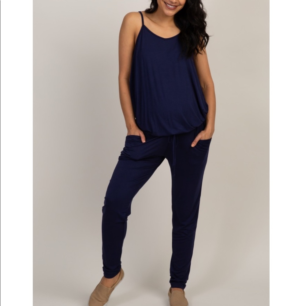 PinkBlush Navy Blue Maternity Jumpsuit